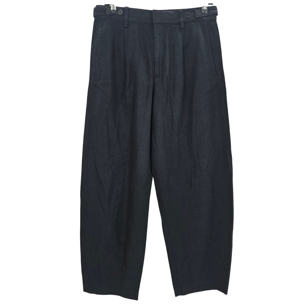Madewell Womans size 6 The barrel Leg Linen Tencel Blend Pants Black OA012 NEW